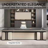 L Shaped Executive Desk with Side Cabinet, CPU Storage and Power Hub