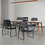 CLATINA Big & Tall Waiting Room Guest Chair with Bonded Leather Padded Arm Rest and Sled Base for Office Reception Lobby and Conference Desk, Black(2 Pack)