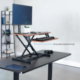 VIVO Dark Walnut 32 inch Standing Desk Riser, DESK-V000SD