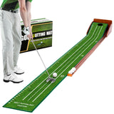 YOUCZON Putting Green Indoor,Golf Putting mat– Portable & Easy to Assemble, Automatic Ball Return, Wrinkle-Free Natural Rubber Mat, Solid Wood Construction for Golfers