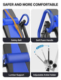 YOLEO Gravity Heavy Duty Inversion Table with Headrest & Adjustable Protective Belt Back Stretcher Machine for Pain Relief Therapy (W1-Blue)