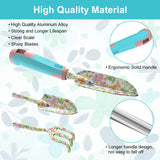 6 Pcs Garden Tool Set, Gardening Hand Tools Aluminum Alloy Starter Kit with Garden Bag (Flower Pattern)