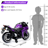 12V Electric Ride On Motorcycle for Kids, Training Wheels, Full Hand Drive Motorbike Toy, Perfect for Boys and Girls (3-8 Yrs) (Purple)