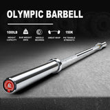LIONSCOOL 7ft Olympic Barbell (Silver Chrome, 1000LBS, No Center Knurl)
