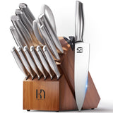 KnifeSaga Kitchen Knife Set 14 Piece Premium Japanese High Carbon Stainless Steel Knife Block Sets with Built-in Sharpener, Razor Sharp Knives Set
