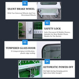 Aluminum Alloy Mobile Phone Charging Cabinet, Portable 60 Device Storage Box, Secure Lock, Silver, 22.8x10.6x31.1 inches, Office