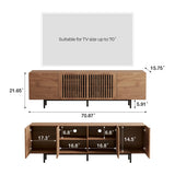gaoyangjiaju Mid-Century Modern Expandable Coffee Table & TV Stand Set, Walnut Finish – Elegant Storage Combo for Living Room, Bedroom, or Lounge (70.87" TV Stand+Coffee Table)