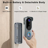 Doorbell Camera Wireless No subscription Required, 2K HD Battery Powered Smart Video Doorbell with Chime, Wide Angle, Motion Alerts&Two‑Way Talk, Night Vision, Compatible with Alexa ,2.4G WIFI Only