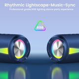 dotn Portable Bluetooth Speaker, 2026 Bluetooth Wireless Speaker 5.4 with RGB Lights, 30H Playtime with Deep Bass, IP7 Waterproof, TWS Pairing, Portable Speaker for Travel/Party/Home/Gifts, Blue