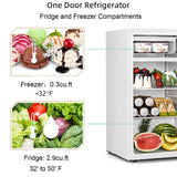 Antarctic Star Mini Compact Refrigerator with Freezer, 3.2 Cu.Ft. Single Door with Adjustable Thermostat,Removable Glass Shelves for Apartment/Dorm/Office,WHITE