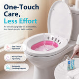 Pochik Electric Sitz Bath for Toilet Seat, Collapsible Portable Soaking Tub for Hemorrhoids and Postpartum Care, Automatic Flushing Sitz Bath Basin with Adjustable Flow - Magenta