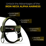 Iron Neck Neck Trainer, Exerciser, & Strengthener with Adjustable Head and Chin Strap - Portable Head Harness for Weight Lifting, Home, & Gym Use - Exercise & Workout Equipment (Alpha, Green)