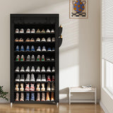Laiensia 9-Tier Vertical Shoe Rack Organizer, Space Saving Shoe Storage Organizer, Non-Woven Cover Shoe Shelf Holds 36-45 Pairs for Bedroom, Hallway, Closet Entryway, Black