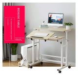 Portable Adjustable Desk Portable Computer Desk Mobile Lap Table Days Overbed Table Portable Laptop Mobile Computer Stand Desk Cart Tray Side Table for Home Office Living Room Bedroom (White)