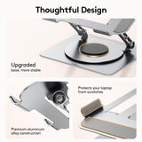 Laptop Stand for Desk - 360° Rotating Base, Ergonomic Foldable Computer Stand for Laptop Riser, Height Adjustable