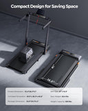 Acezoe Foldable Treadmill with 10% Incline, 2.5HP Walking Pad with Handle Bar, 300 lb Capacity Treadmills, Under Desk Treadmill with App & Bluetooth Speaker, 0.6-10MPH, LED Display, P10Pro Black Gray
