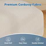 40" Oversized Square Corduroy Ottoman, Large Ottoman Pouf Footstool, Beige
