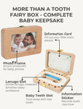 Tooth Fairy Tooth Holder, Handcrafted Natural Wood Storage Box with Fairy Gold Coin, Ideal for Baby Teeth Umbilical Cord Lanugo, Odorless Non-Toxic Keepsake Organizer for Lost Teeth (Large)