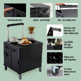 Folding Utility Cart Portable Rolling Crate Handcart Shopping Trolley Collapsible Tool Box, with Lid, on Rotate Wheels (Black)