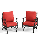 MIXPATIO, 2 Pack, Metal, Patio Rocking Chairs, 5.75" Cushions, Red