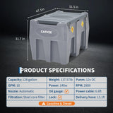 Garvee Portable Fuel Tank, 128 Gallon, 12V Electric Pump, Gray
