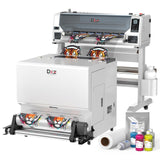 DXZ 24 Inch A1 DTF Printer with Shaker Oven, Dual i3200 Printheads, 5X Faster High-Speed DTF Transfer Machine, White Ink Circulation, Auto Cleaning for T-Shirt & Apparel Printing