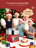 FOHERE Cotton Candy Machine Commercial, 1000W Cotton Candy Maker, Easy Use with 15 inch Stainless Steel Bowl and Sugar Scoop, Makes Hard Candy for Family Party, Fast Candy Production