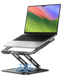 Adjustable Laptop Stand, Computer Stand with 360 Rotating Base, Ergonomic Laptop Riser Mount for Desk Foldable Protable Computer