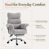 Dowinx Big and Tall Office Chair, Ergonomic Desk Chair with Thick Cushion, Wide Seat & Armrests Computer Gaming Chair,High Back Reclining Teddy Fleece Criss Cross Chair with Foot Rest, Gray