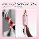 TYMO Automatic Rotating Curling Iron - TYMO CURLPRO Beach Waves Curling Wand, Portable Hair Curler, 500 Million Ionic, Dual Voltage & Lightweight for Travel, Ceramic Coating, 1 Inch, Pink