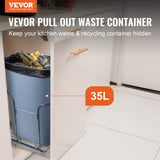 Pull Out Trash Can, 37 Quart Recycling Bin with Silent Slide, Sink VEVOR