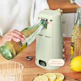 Electric Can Opener, Auto-Turn, Knife Sharpener, Bottle Opener, Easy-Clean, Corded, One-Touch, Stainless Steel Blade (Sage Green)