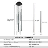 BESTWEST 138" Modern LED Chandelier, Clustered Led Pendant Light, 20-Lights Dimmable High Ceiling Large Hanging Lighting Fixture for Loft Villa Living Room Stairs Foyer (Black-110W-20 Lights)