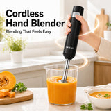 Cordless Immersion Hand Blender (Stick Blender) – Smooth, Controlled Blending for Everyday Cooking, 12V Brushless Motor, Pressure-Sensitive Variable Speed, USB-C Rechargeable, Easy-Clean (Black)