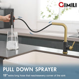 GIMILI Black and Gold Touchless Kitchen Faucet with Pull Down Sprayer, 15” Hight Single Hole Handle Kitchen Sink Faucets