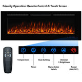 Dreamflame Electric Fireplace 40 inch Wide 26.5" High, Wall-Mounted & Recessed Fireplace Inserts, Multicolor Flame w/5 Dimmer, Remote Control Thermostat, Timer, Hardwire Connect, 1500W,Black
