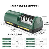 Electric Knife Sharpener for Kitchen, 3-Stage Diamond Abrasive Discs with 15° Precision Angle Guide, 120/600/1000 Grit, Fast Sharpening & Polishing for Steel Knives, Ceramic Kitchen Knives