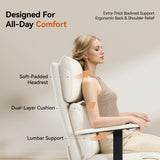 OKUP M30 Reclining Office Chair with Footrest, 170° Near-Flat, Cream