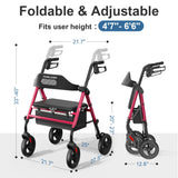 HOMLAND Foldable Rollator Walker with Seat for Seniors, 16" Enlarged Seat