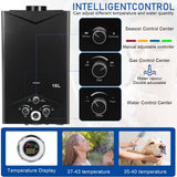 sexaoalx Tankless Water Heater, 4.74GPM 18L Tankless Water Heater Propane, Outdoor Portable Gas Hot Water Heaters with Digital Display, Fast Constant Temperature Water Heaters For Camping Trips 1 Set