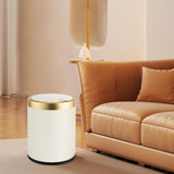 Pukomc Bathroom Trash Can with Lid，3.5 Gallon Motion Sensor Waterproof Touchless Garbage Can, Smart Plastic Trash Bins Suitable, Beige