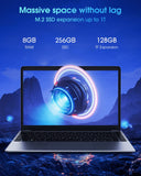 CHUWI HeroBook Pro 14.1'' Laptop, 256GB SSD 8GB RAM, Windows 11 Laptop, 1TB SSD Expand, Intel Celeron N4020(up to 2.8GHz), 2K FHD IPS Display, Ultra Slim, Mini-HDMI, 5G WiFi, USB3.0, Webcam,TF Card CHUWI