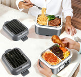 Rhudaky 27000mAh Cordless Electric Heated Lunch Box, 100W Rechargeable Portable Food Warmer for Adults Work Travel Car - Battery-Powered & Self-Heating, 2 x 6.3 cups