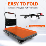 Foldable Push Cart Dolly w/Five 360 Swivel 6'' Wheels, 1600LBS Capacity Heavy Duty Moving Platform Trucks Hand Cart