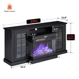 LUXOAK 59" Fireplace TV Stand with 3-Sided Glass Electric Fireplace