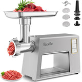 Facelle Electric Meat Grinder for Home Use #5, Powerful Motor 2000W Max (300W rated), SUS Blades & 3/5/7mm Grinding Plates,Sausage Stuffer & Kubbe Kit, Food Grinder for Burgers, Kibbeh, Beef Sticks