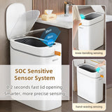 funest Smart Bathroom Trash Can with Lid- 3.5 Gallon Rechargeable Motion Sensor Trash Can