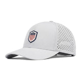 S A Soul of Adventure Performance 6-Panel Curved Bill Snapback Hat | Water-Resistant Baseball Cap for Men & Women | USA Camo/Brilliant White
