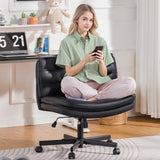 GTPLAYER Criss Cross Legged Office Chair with Wheels, Extra Wide Armless Comfy Desk Chair for Home Bedroom