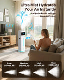 Cool Mist Humidifiers for Bedroom, Ultrasonic 2.4Gal 9L Quiet Top-Fill, Easy Clean with Essential Oil Tray, 360°Nozzle, 4 Speed, Remote, 60H Runtime, for Baby, Adults, Plants, Home, House, Large Room
